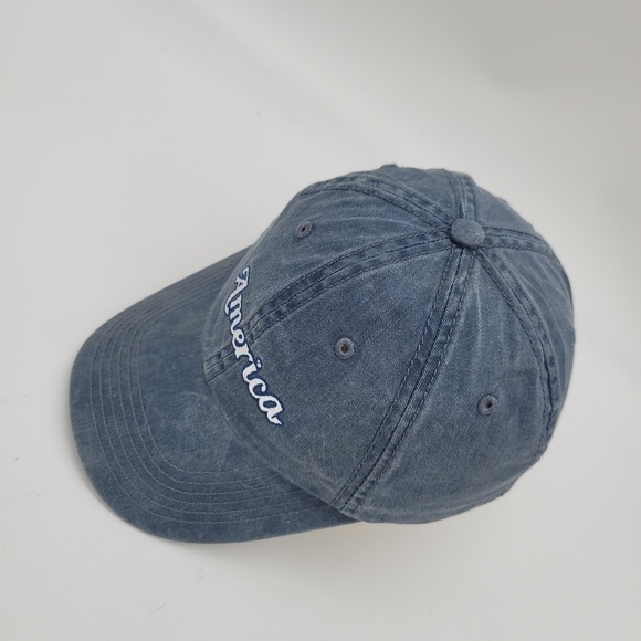 Unisex Blue Denim Jean America Embroidered Baseball Cap 100% Cotton - Picture 3 of 9